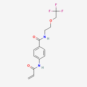 molecular formula C14H15F3N2O3 B2811181 4-(Prop-2-enoylamino)-N-[2-(2,2,2-trifluoroethoxy)ethyl]benzamide CAS No. 2224175-53-3