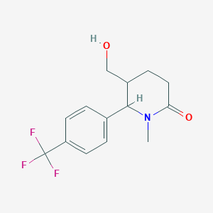 molecular formula C14H16F3NO2 B2811187 5-(Hydroxymethyl)-1-methyl-6-[4-(trifluoromethyl)phenyl]piperidin-2-one CAS No. 1334146-81-4