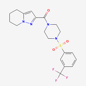 molecular formula C19H21F3N4O3S B2811195 (4,5,6,7-Tetrahydropyrazolo[1,5-a]pyridin-2-yl)(4-((3-(trifluoromethyl)phenyl)sulfonyl)piperazin-1-yl)methanone CAS No. 2034543-39-8