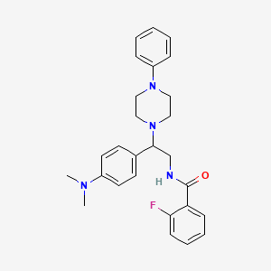 molecular formula C27H31FN4O B2811197 N-(2-(4-(二甲基氨基)苯基)-2-(4-苯基哌嗪-1-基)乙基)-2-氟苯甲酰胺 CAS No. 946286-40-4