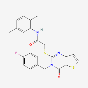 molecular formula C23H20FN3O2S2 B2811198 N-(2,5-dimethylphenyl)-2-{[3-(4-fluorobenzyl)-4-oxo-3,4-dihydrothieno[3,2-d]pyrimidin-2-yl]sulfanyl}acetamide CAS No. 1252853-91-0