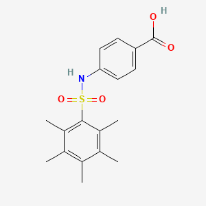 molecular formula C18H21NO4S B2811208 4-[(2,3,4,5,6-五甲基苯基)磺酰氨基]苯甲酸 CAS No. 790272-45-6