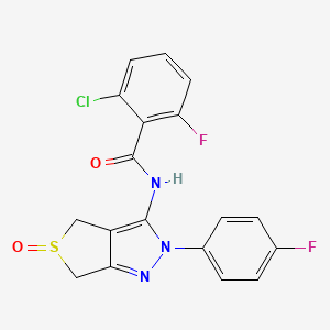 molecular formula C18H12ClF2N3O2S B2811211 2-chloro-6-fluoro-N-[2-(4-fluorophenyl)-5-oxo-4,6-dihydrothieno[3,4-c]pyrazol-3-yl]benzamide CAS No. 1009459-54-4