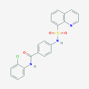 molecular formula C22H16ClN3O3S B281122 N-(2-chlorophenyl)-4-[(8-quinolinylsulfonyl)amino]benzamide 