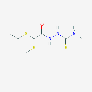 molecular formula C8H17N3OS3 B2811225 2-[2,2-bis(ethylsulfanyl)acetyl]-N-methyl-1-hydrazinecarbothioamide CAS No. 338394-31-3