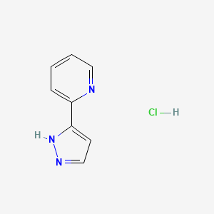 molecular formula C8H8ClN3 B2811230 2-(1H-pyrazol-5-yl)pyridine hydrochloride CAS No. 1042767-84-9