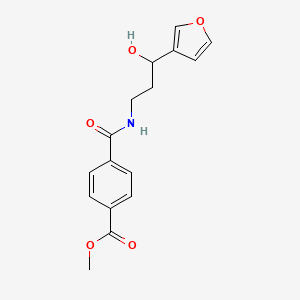 molecular formula C16H17NO5 B2811236 Methyl 4-((3-(furan-3-yl)-3-hydroxypropyl)carbamoyl)benzoate CAS No. 1428351-58-9