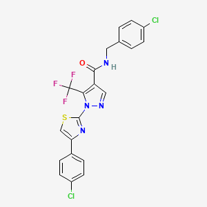 molecular formula C21H13Cl2F3N4OS B2811237 N-(4-氯苄基)-1-[4-(4-氯苯基)-1,3-噻唑-2-基]-5-(三氟甲基)-1H-吡唑-4-甲酰胺 CAS No. 321998-54-3