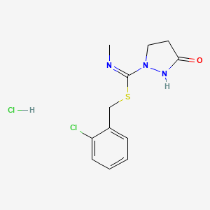 molecular formula C12H15Cl2N3OS B2811243 1-[(1Z)-{[(2-氯苯基)甲基]硫醚}(甲基亚胺)甲基]吡唑啉-3-酮盐酸盐 CAS No. 317377-37-0