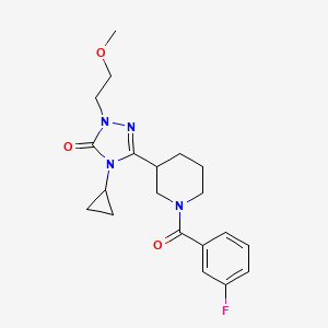 molecular formula C20H25FN4O3 B2811245 4-cyclopropyl-3-(1-(3-fluorobenzoyl)piperidin-3-yl)-1-(2-methoxyethyl)-1H-1,2,4-triazol-5(4H)-one CAS No. 2192746-32-8