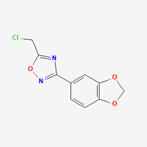 molecular formula C10H7ClN2O3 B2811248 3-(1,3-Benzodioxol-5-yl)-5-(chloromethyl)-1,2,4-oxadiazole CAS No. 890095-80-4