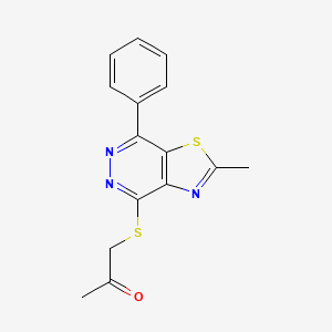 molecular formula C15H13N3OS2 B2811249 1-((2-甲基-7-苯基噻唑并[4,5-d]吡嗪-4-基)硫)丙酮-2-酮 CAS No. 946334-56-1