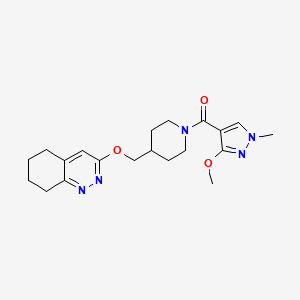 molecular formula C20H27N5O3 B2811250 (3-methoxy-1-methyl-1H-pyrazol-4-yl)(4-(((5,6,7,8-tetrahydrocinnolin-3-yl)oxy)methyl)piperidin-1-yl)methanone CAS No. 2309539-88-4