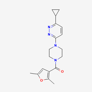 molecular formula C18H22N4O2 B2811254 (4-(6-Cyclopropylpyridazin-3-yl)piperazin-1-yl)(2,5-dimethylfuran-3-yl)methanone CAS No. 2034233-50-4