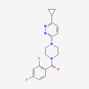 molecular formula C18H18F2N4O B2811257 (4-(6-环丙基吡啶并[3,2-c]噻唑-3-基)哌嗪-1-基)(2,4-二氟苯基)甲酮 CAS No. 2034426-47-4