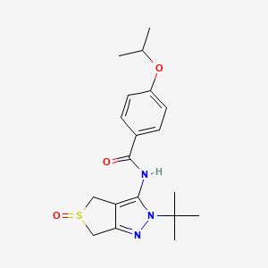 molecular formula C19H25N3O3S B2811264 N-(2-tert-butyl-5-oxo-4,6-dihydrothieno[3,4-c]pyrazol-3-yl)-4-propan-2-yloxybenzamide CAS No. 958709-73-4