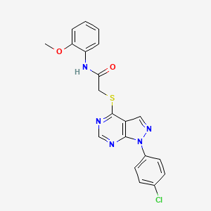 molecular formula C20H16ClN5O2S B2811274 2-((1-(4-氯苯基)-1H-吡唑并[3,4-d]嘧啶-4-基)硫)-N-(2-甲氧基苯基)乙酰胺 CAS No. 578733-80-9