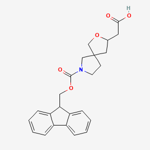 molecular formula C24H25NO5 B2811278 2-[7-(9H-Fluoren-9-ylmethoxycarbonyl)-2-oxa-7-azaspiro[4.4]nonan-3-yl]acetic acid CAS No. 2503202-47-7