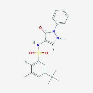 molecular formula C23H29N3O3S B281128 5-tert-butyl-N-(1,5-dimethyl-3-oxo-2-phenyl-2,3-dihydro-1H-pyrazol-4-yl)-2,3-dimethylbenzenesulfonamide 