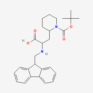 molecular formula C27H34N2O4 B2811285 2-(9H-Fluoren-9-ylmethylamino)-3-[1-[(2-methylpropan-2-yl)oxycarbonyl]piperidin-2-yl]propanoic acid CAS No. 2309449-85-0