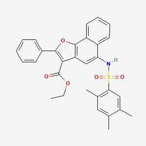 molecular formula C30H27NO5S B2811288 Ethyl 2-phenyl-5-{[(2,4,5-trimethylphenyl)sulfonyl]amino}naphtho[1,2-b]furan-3-carboxylate CAS No. 518033-31-3