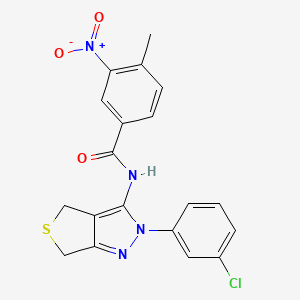 molecular formula C19H15ClN4O3S B2811295 N-[2-(3-氯苯基)-4,6-二氢噻吩[3,4-c]吡唑-3-基]-4-甲基-3-硝基苯甲酰胺 CAS No. 450340-90-6