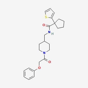 molecular formula C24H30N2O3S B2811298 N-((1-(2-phenoxyacetyl)piperidin-4-yl)methyl)-1-(thiophen-2-yl)cyclopentanecarboxamide CAS No. 1235291-62-9