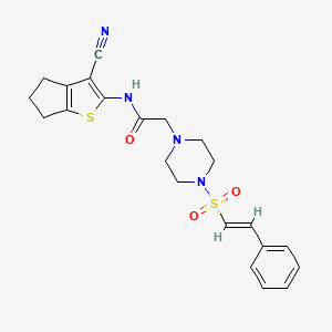 N-(3-cyano-5,6-dihydro-4H-cyclopenta[b]thiophen-2-yl)-2-[4-[(E)-2-phenylethenyl]sulfonylpiperazin-1-yl]acetamide
