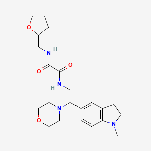 molecular formula C22H32N4O4 B2811309 N1-(2-(1-methylindolin-5-yl)-2-morpholinoethyl)-N2-((tetrahydrofuran-2-yl)methyl)oxalamide CAS No. 922067-76-3
