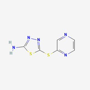 molecular formula C6H5N5S2 B2811314 5-(2-Pyrazinylsulfanyl)-1,3,4-thiadiazol-2-ylamine CAS No. 866042-89-9