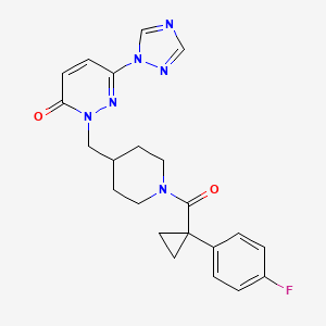 molecular formula C22H23FN6O2 B2811322 2-({1-[1-(4-氟苯基)环丙烷羧酰]哌啶-4-基甲基)-6-(1H-1,2,4-三唑-1-基)-2,3-二氢吡啶-3-酮 CAS No. 2192745-99-4