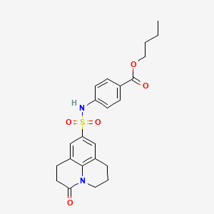 molecular formula C23H26N2O5S B2811327 Butyl 4-(3-oxo-1,2,3,5,6,7-hexahydropyrido[3,2,1-ij]quinoline-9-sulfonamido)benzoate CAS No. 898423-54-6
