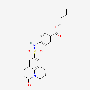 molecular formula C23H26N2O5S B2811327 丁基 4-(3-氧代-1,2,3,5,6,7-六氢吡啶[3,2,1-ij]喹啉-9-磺酰胺基)苯甲酸酯 CAS No. 898423-54-6