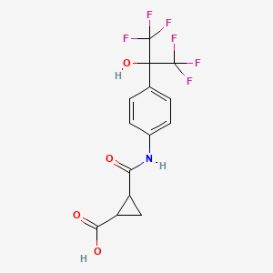 molecular formula C14H11F6NO4 B2811334 2-(N-(4-(2,2,2-Trifluoro-1-hydroxy-1-(trifluoromethyl)ethyl)phenyl)carbamoyl)cyclopropanecarboxylic acid CAS No. 1023557-52-9