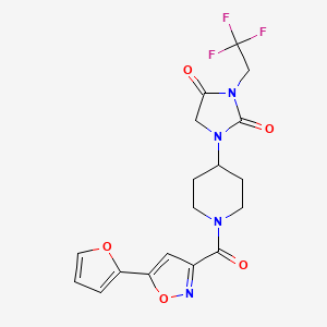 1-{1-[5-(Furan-2-yl)-1,2-oxazole-3-carbonyl]piperidin-4-yl}-3-(2,2,2-trifluoroethyl)imidazolidine-2,4-dione