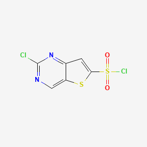 molecular formula C6H2Cl2N2O2S2 B2811343 2-Chlorothieno[3,2-d]pyrimidine-6-sulfonyl chloride CAS No. 1955520-07-6