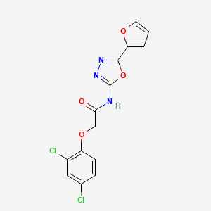 molecular formula C14H9Cl2N3O4 B2811351 2-(2,4-dichlorophenoxy)-N-(5-(furan-2-yl)-1,3,4-oxadiazol-2-yl)acetamide CAS No. 887885-41-8