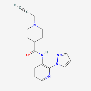 molecular formula C17H19N5O B2811354 1-(prop-2-yn-1-yl)-N-[2-(1H-pyrazol-1-yl)pyridin-3-yl]piperidine-4-carboxamide CAS No. 1280991-24-3