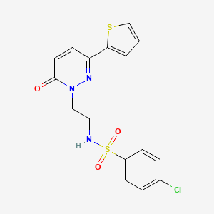 molecular formula C16H14ClN3O3S2 B2811356 4-氯-N-(2-(6-氧代-3-(噻吩-2-基)吡啶-1(6H)-基)乙基)苯磺酰胺 CAS No. 946345-48-8