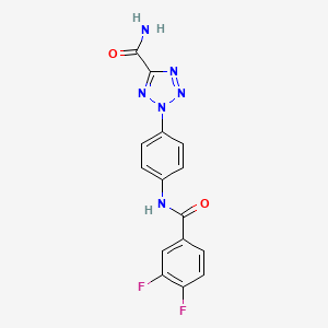 molecular formula C15H10F2N6O2 B2811368 2-(4-(3,4-difluorobenzamido)phenyl)-2H-tetrazole-5-carboxamide CAS No. 1396767-04-6