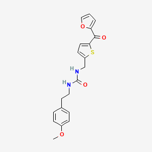 molecular formula C20H20N2O4S B2811380 1-((5-(呋喃-2-基甲酰)噻吩-2-基甲基)-3-(4-甲氧基苯乙基)脲 CAS No. 1797190-24-9