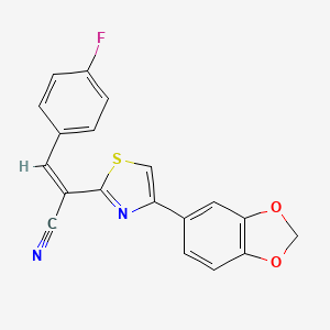 molecular formula C19H11FN2O2S B2811388 (Z)-2-(4-(benzo[d][1,3]dioxol-5-yl)thiazol-2-yl)-3-(4-fluorophenyl)acrylonitrile CAS No. 476670-08-3