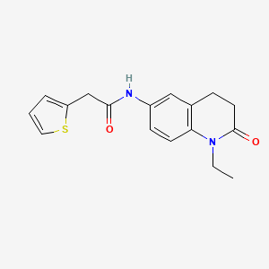 molecular formula C17H18N2O2S B2811390 N~1~-(1-ethyl-2-oxo-1,2,3,4-tetrahydro-6-quinolinyl)-2-(2-thienyl)acetamide CAS No. 921913-06-6