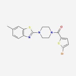 molecular formula C17H16BrN3OS2 B2811395 (5-Bromothiophen-2-yl)(4-(6-methylbenzo[d]thiazol-2-yl)piperazin-1-yl)methanone CAS No. 897466-53-4