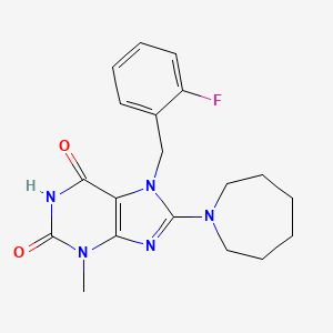 molecular formula C19H22FN5O2 B2811405 8-Azepan-1-yl-7-(2-fluoro-benzyl)-3-methyl-3,7-dihydro-purine-2,6-dione CAS No. 672934-53-1