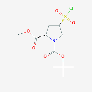molecular formula C11H18ClNO6S B2811409 1-tert-butyl 2-methyl (2S,4S)-4-(chlorosulfonyl)pyrrolidine-1,2-dicarboxylate CAS No. 2171179-76-1