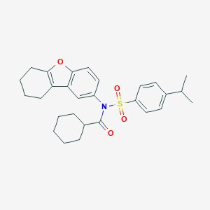 molecular formula C28H33NO4S B281141 N-[(4-isopropylphenyl)sulfonyl]-N-6,7,8,9-tetrahydrodibenzo[b,d]furan-2-ylcyclohexanecarboxamide 