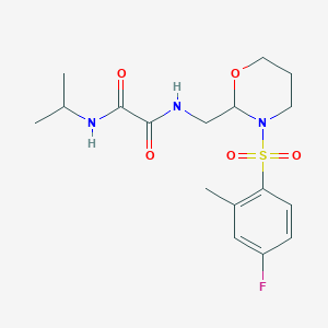 molecular formula C17H24FN3O5S B2811410 N1-((3-((4-氟-2-甲基苯基)磺酰)-1,3-噁唑环己烷-2-基)甲基)-N2-异丙氧乙酰胺 CAS No. 872724-09-9