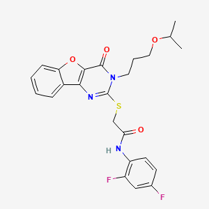 molecular formula C24H23F2N3O4S B2811433 N-(2,4-二氟苯基)-2-({4-氧代-3-[3-(异丙氧基)丙基]-3,4-二氢[1]苯并呋喃[3,2-d]嘧啶-2-基}硫代基)乙酰胺 CAS No. 899741-96-9