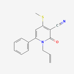 molecular formula C16H14N2OS B2811437 1-Allyl-4-(methylsulfanyl)-2-oxo-6-phenyl-1,2-dihydro-3-pyridinecarbonitrile CAS No. 478042-85-2
